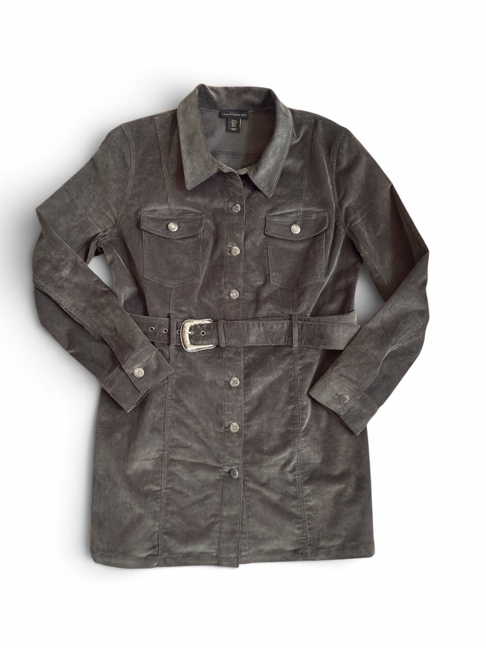 House of Harlow 1960 Olive Green Corduroy Belted Jacket Trench XL